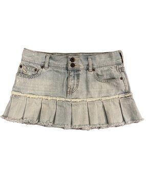 Vintage 90's Abercrombie & Fitch Light Blue Denim Pleated
Mini Skirt size 2/4